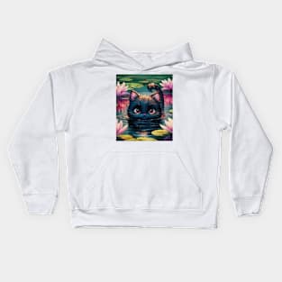 Cat Monet: Artistry beneath the waves. Kids Hoodie